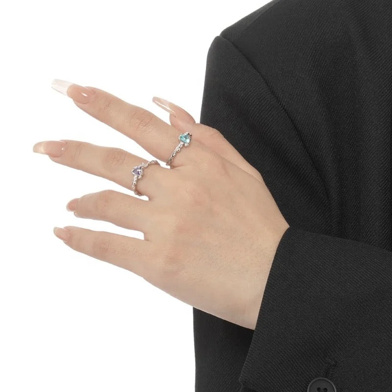 Ring with heart zircon