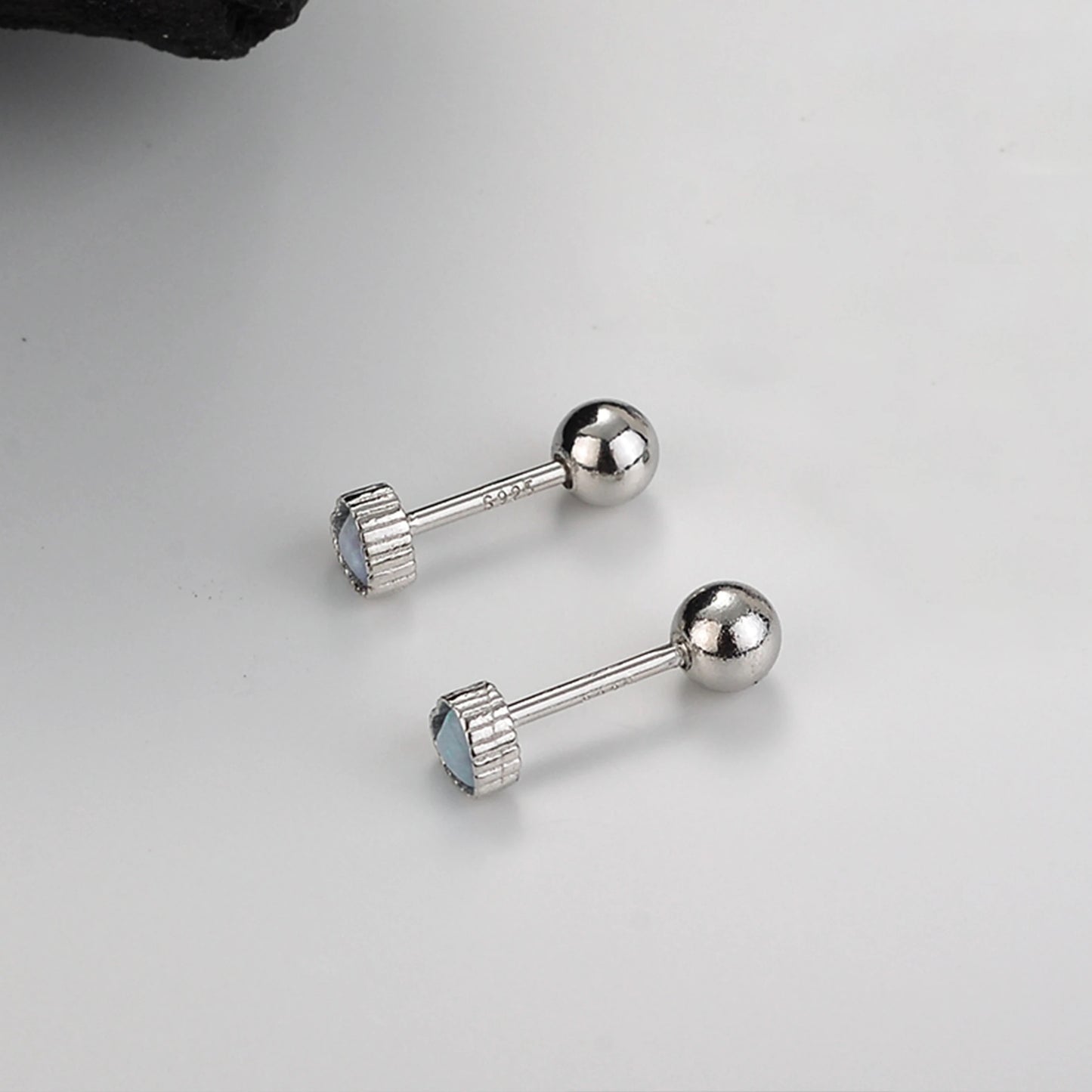Tiny silver opal earrings