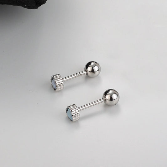 Tiny silver opal earrings