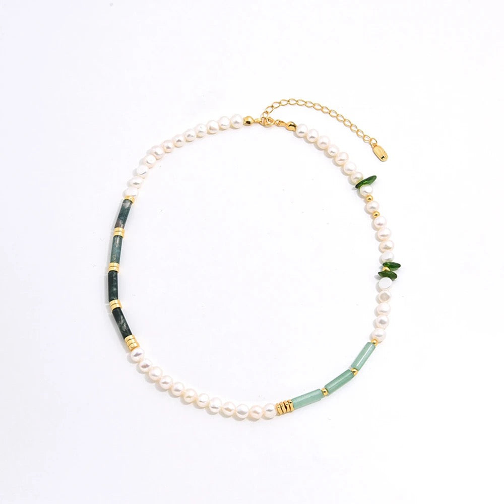 Pearl and aventurine necklace