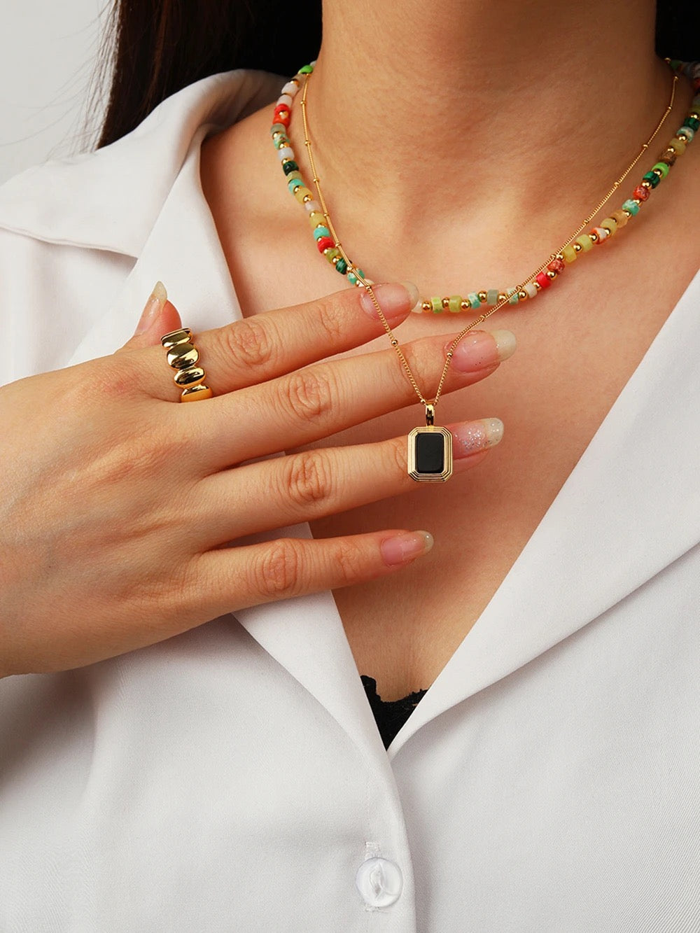 Rainbow gold necklace