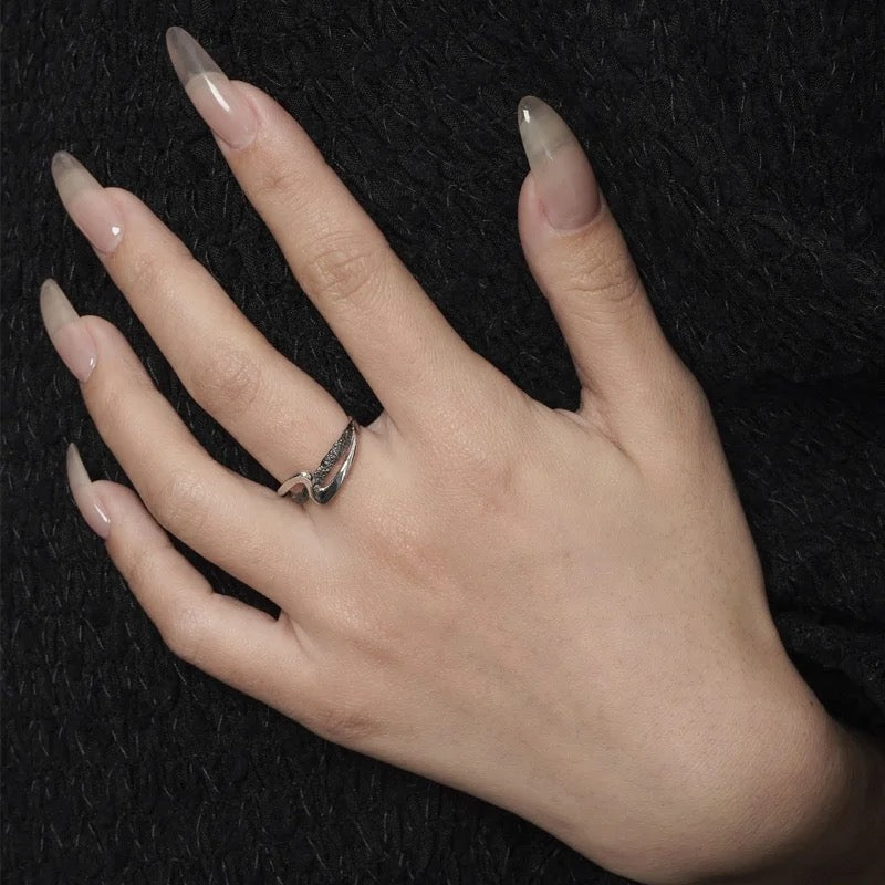 Two-tone silver ring.