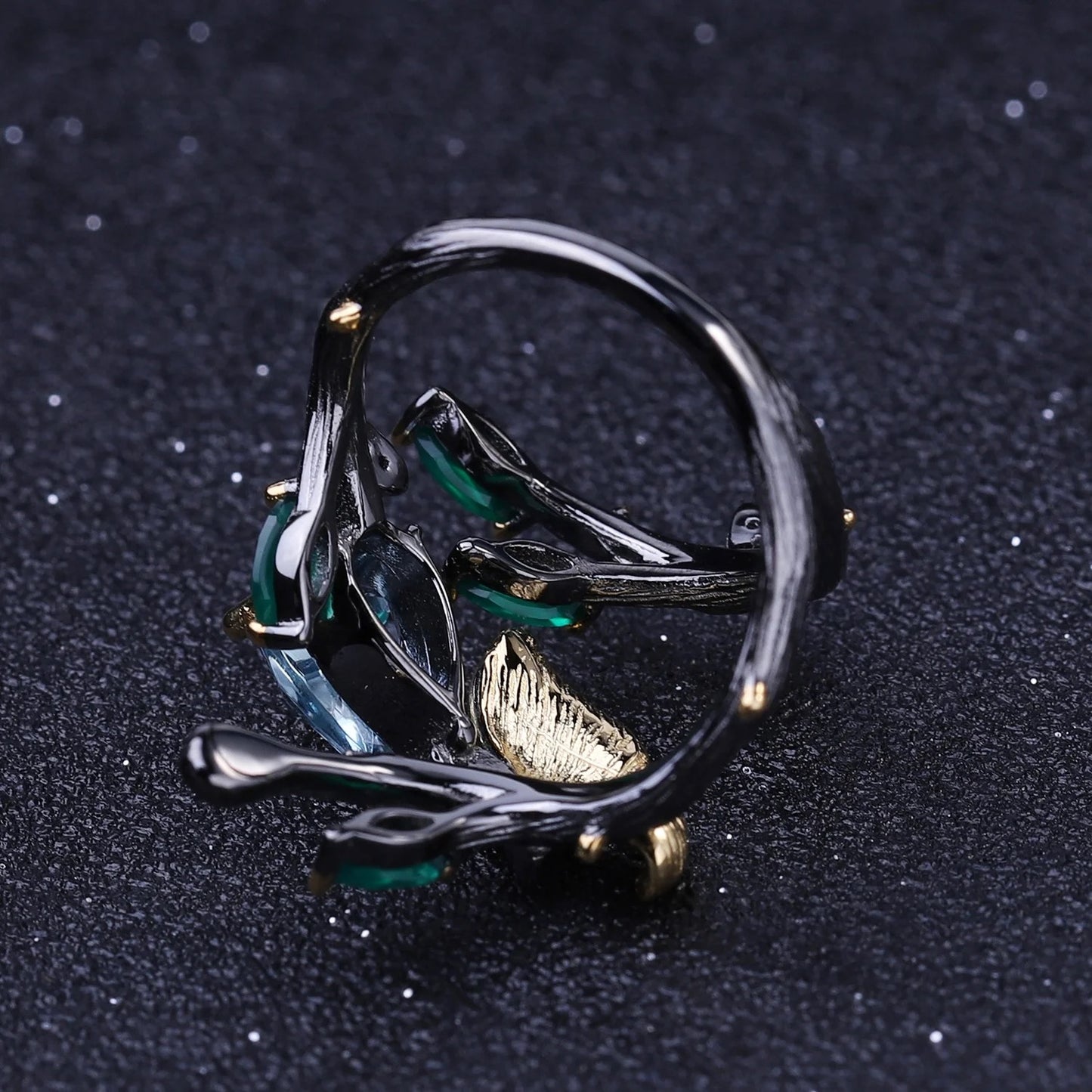 Silver ring with natural gemstones