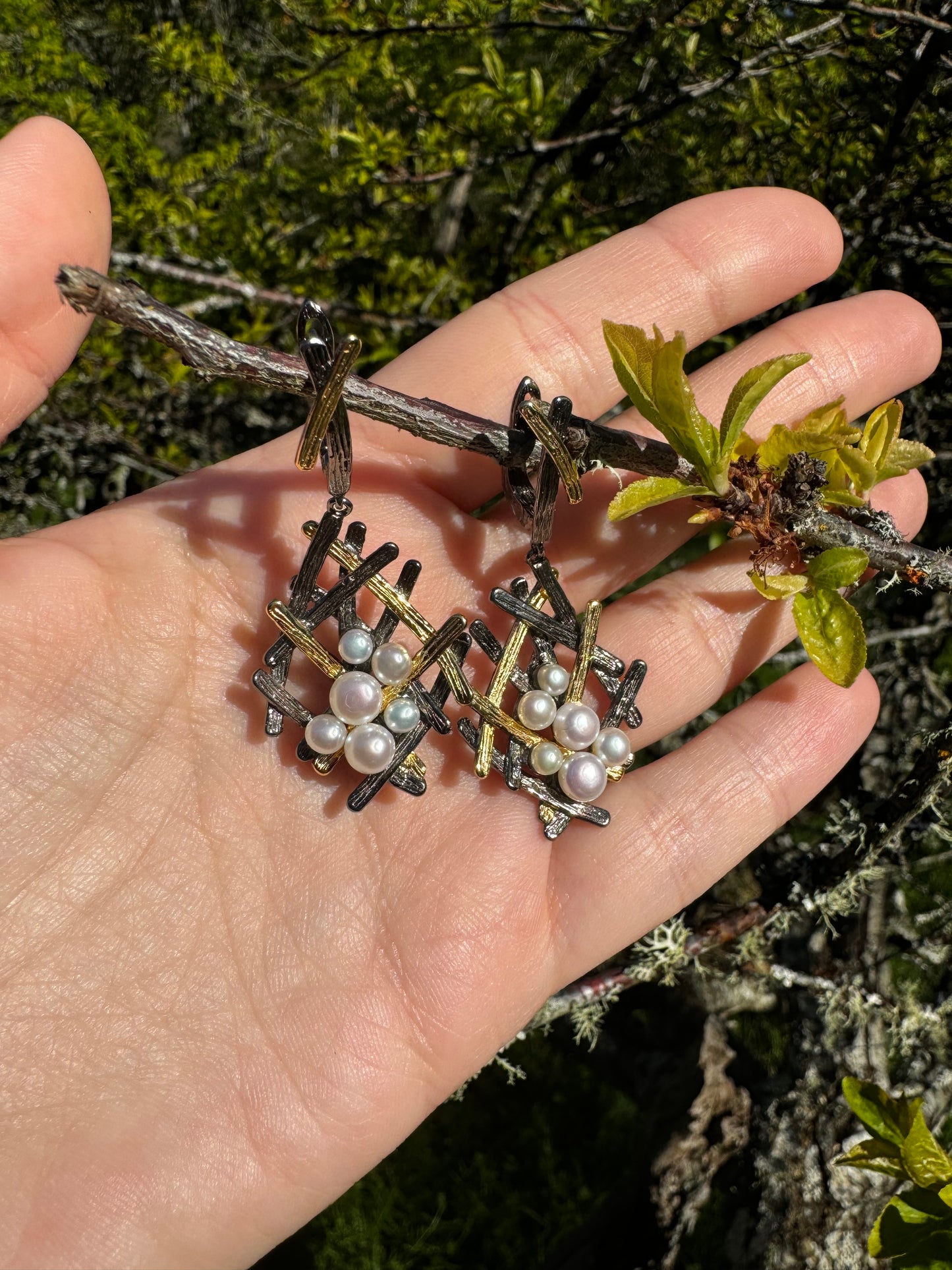Sterling silver earrings with tiny pearls