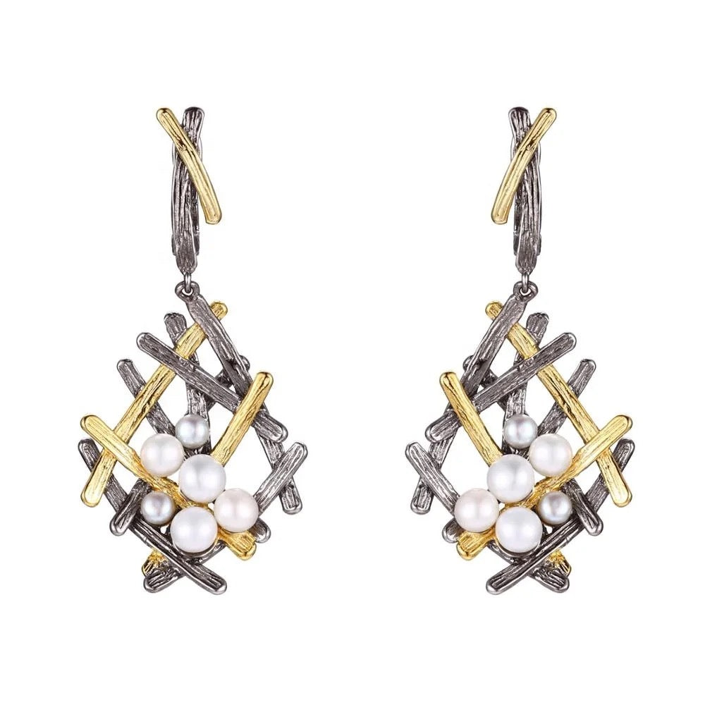 Sterling silver earrings with tiny pearls