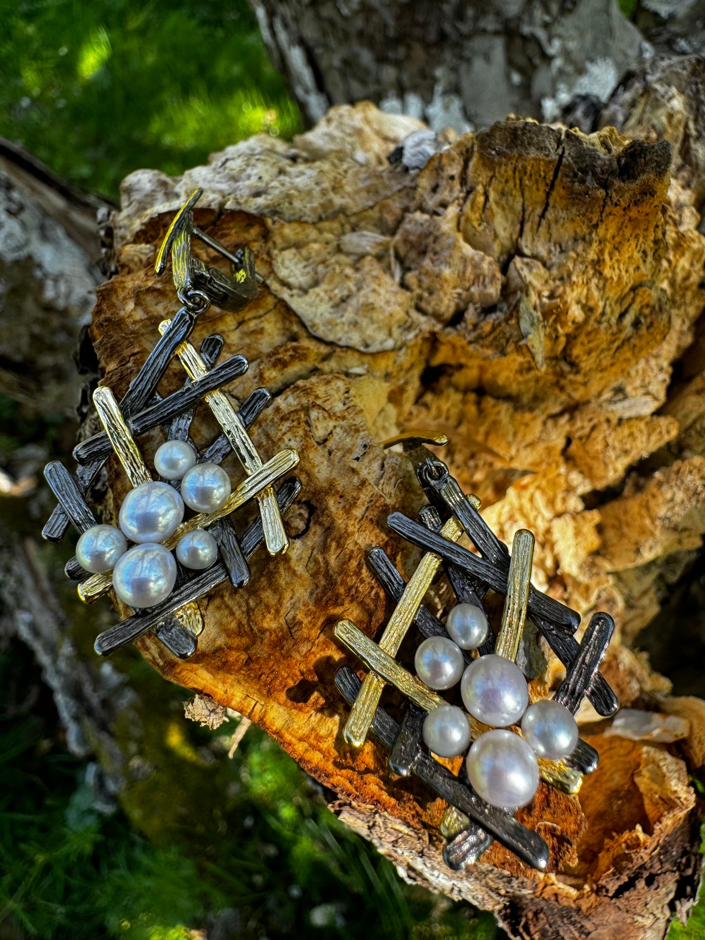 Sterling silver earrings with tiny pearls