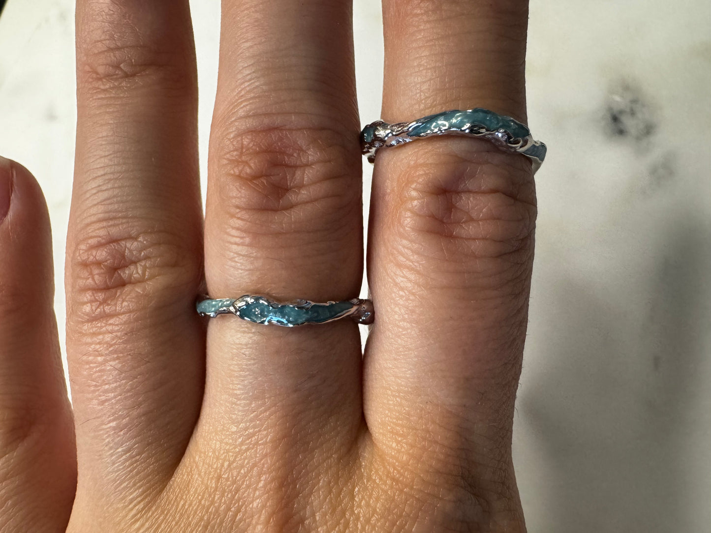 Ring with blue enamel