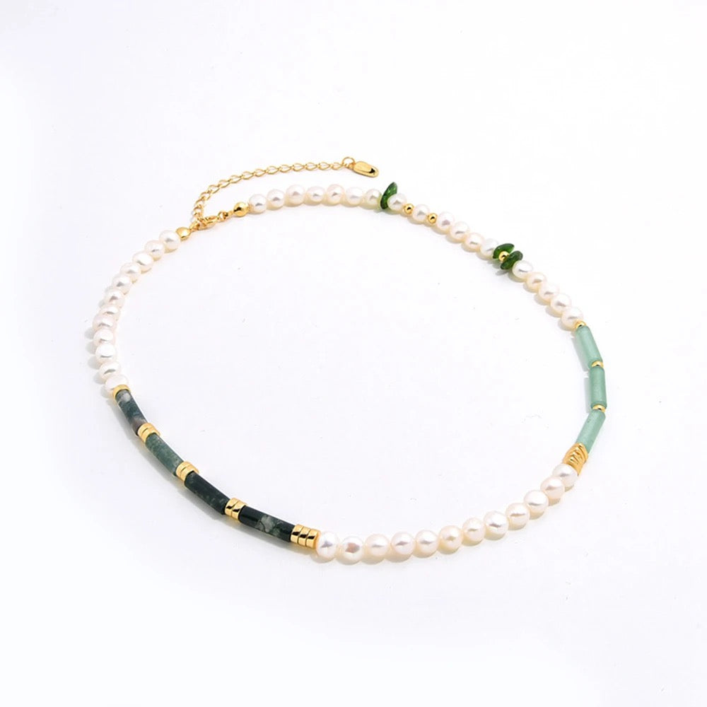 Pearl and aventurine necklace