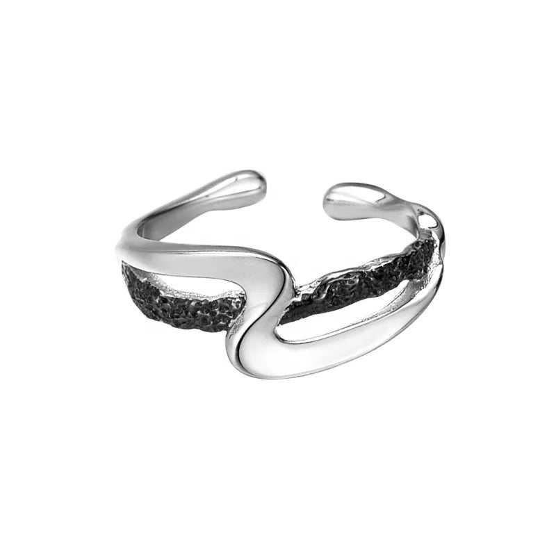 Two-tone silver ring.