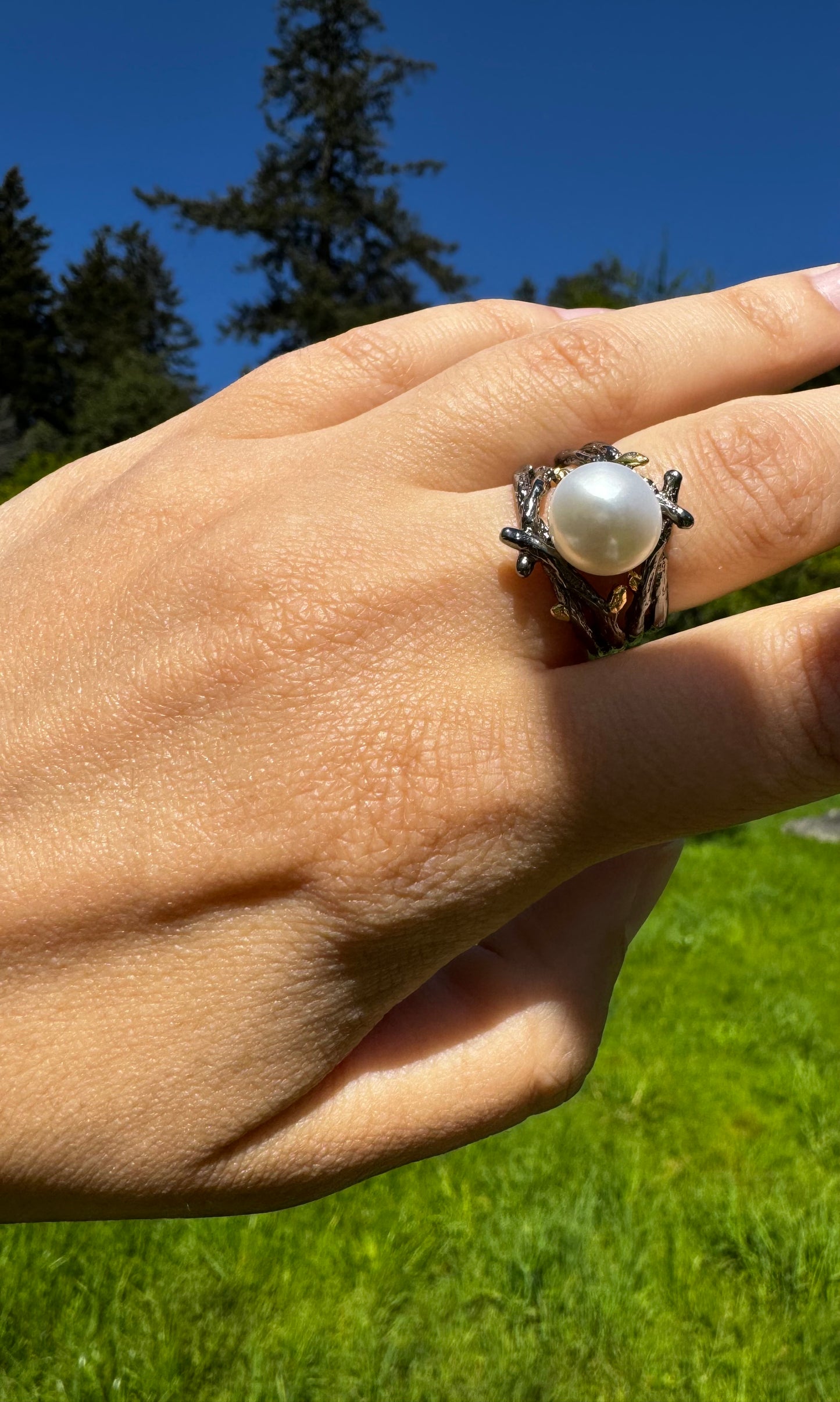 Sterling silver ring with pearl