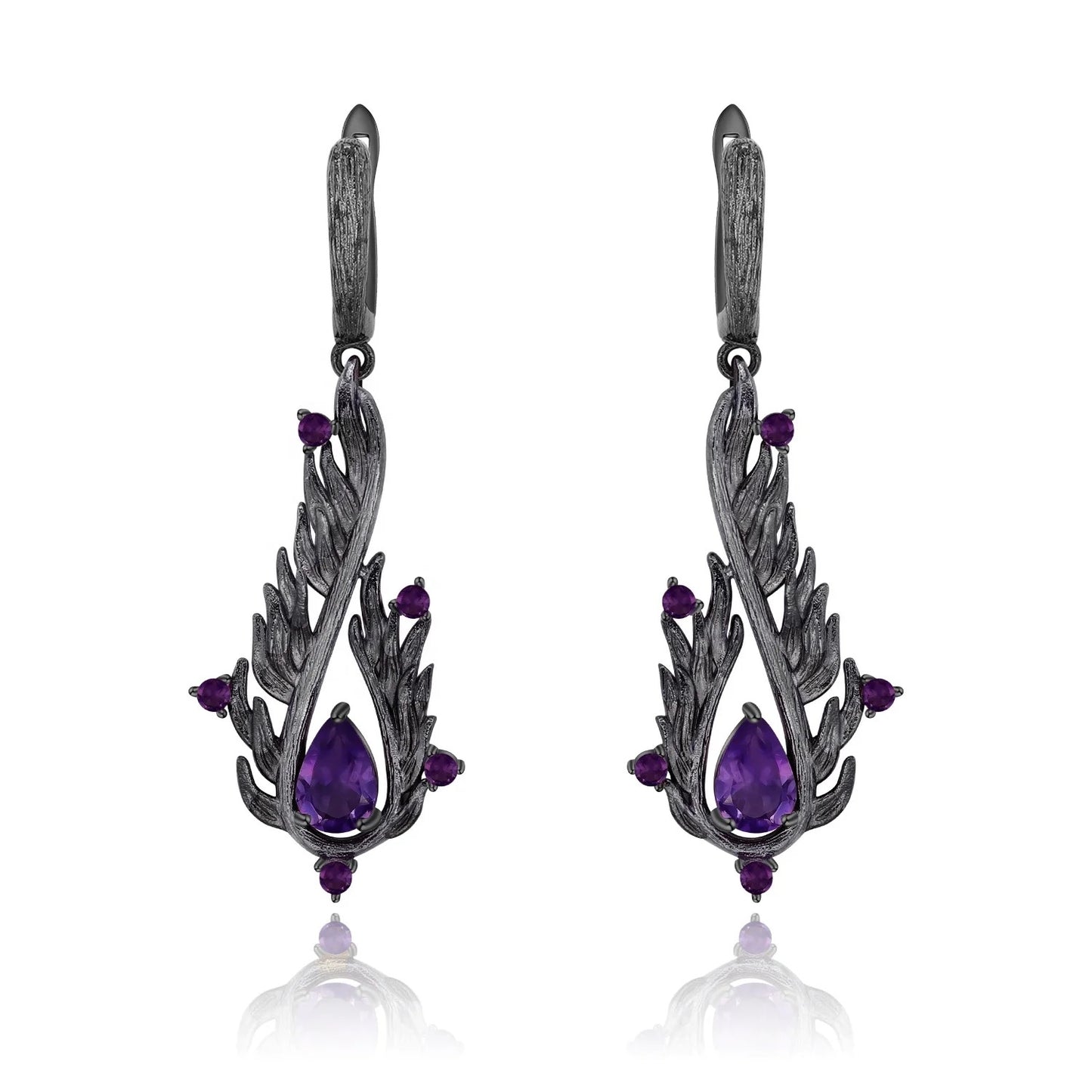 Silver earrings with amethysts