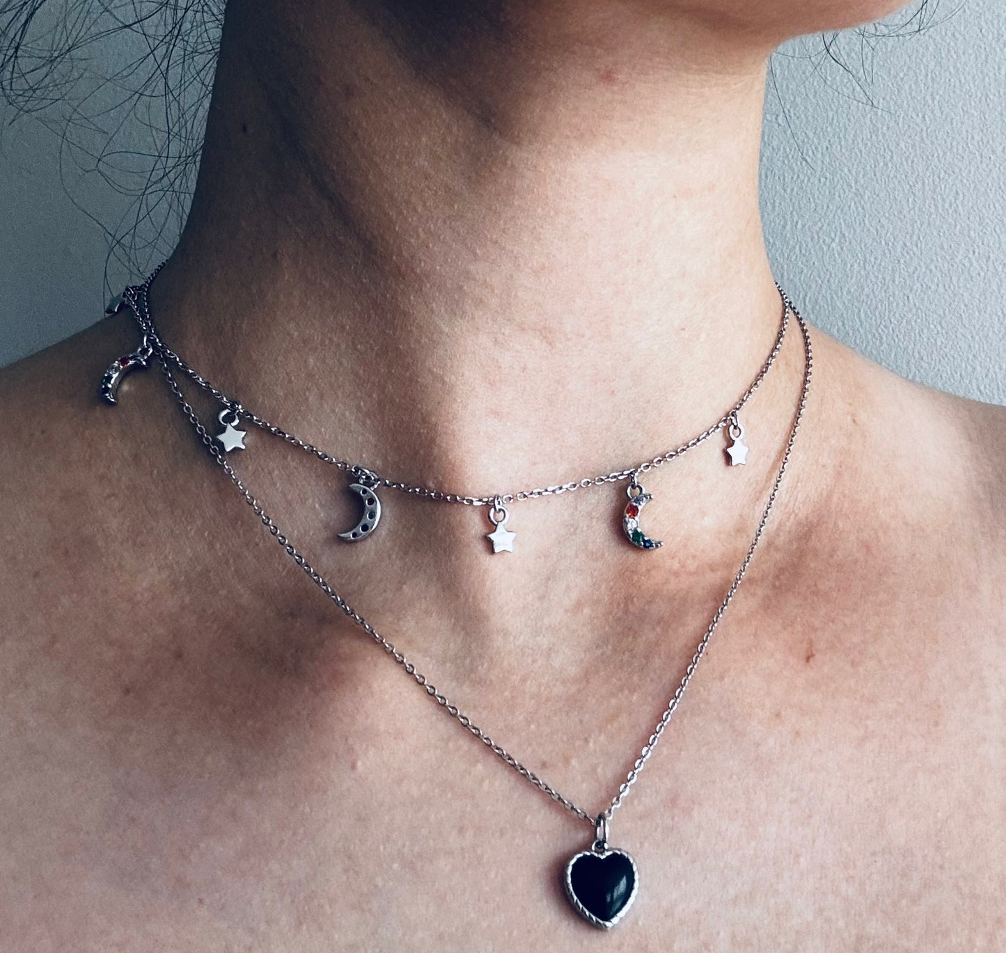 Necklace with moons and stars