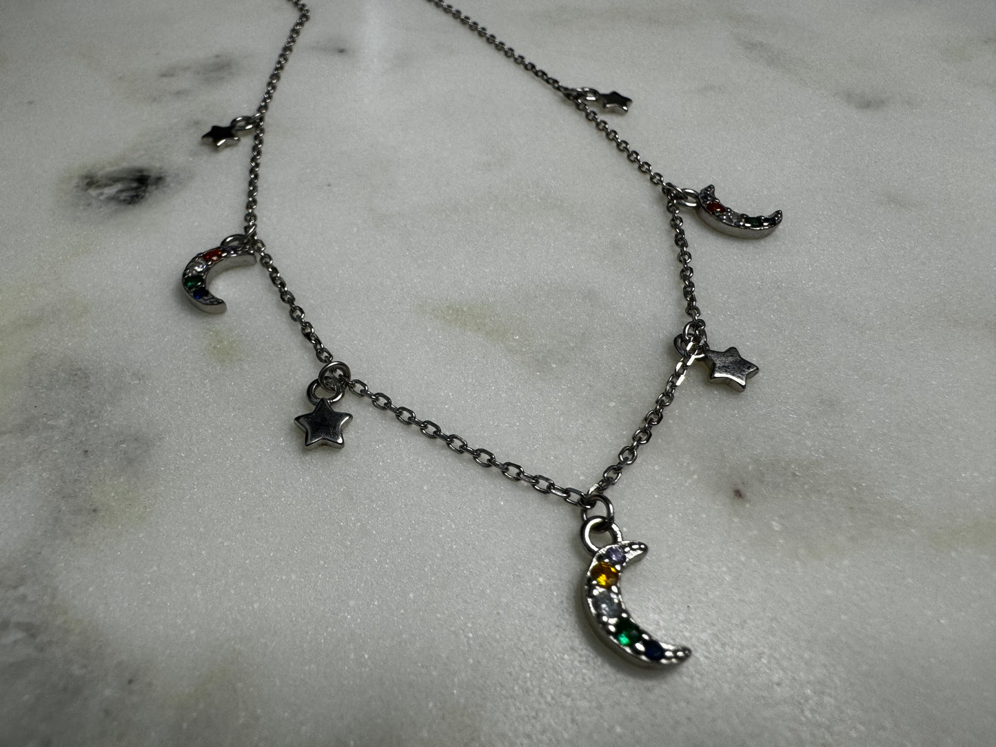 Necklace with moons and stars