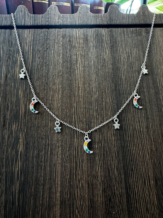 Necklace with moons and stars