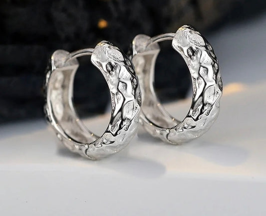 Silver faceted earrings.